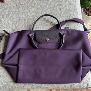 LONGCHAMP Le Pliage Neo PURPLE Bilberry Crossbody Tote Travel Bag Shoulder Nylon